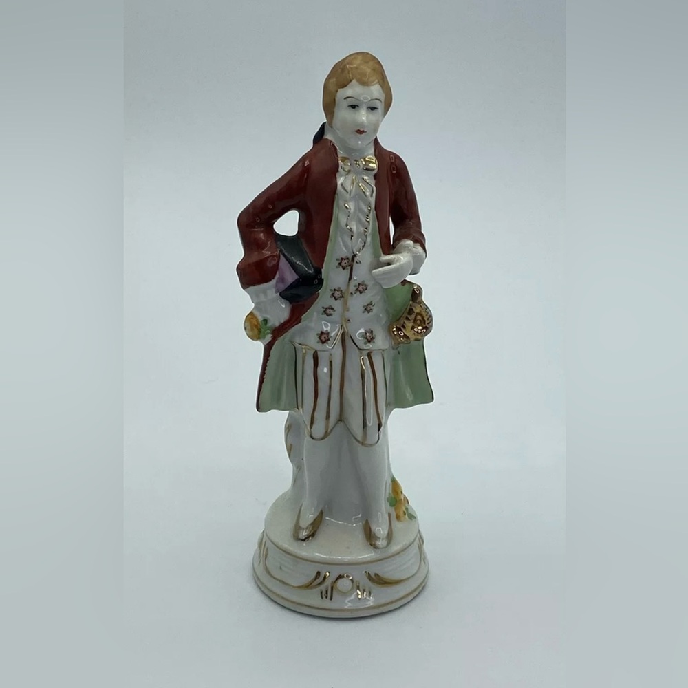 Vintage Figurine Colonial Man Brown Jacket Made In Japan